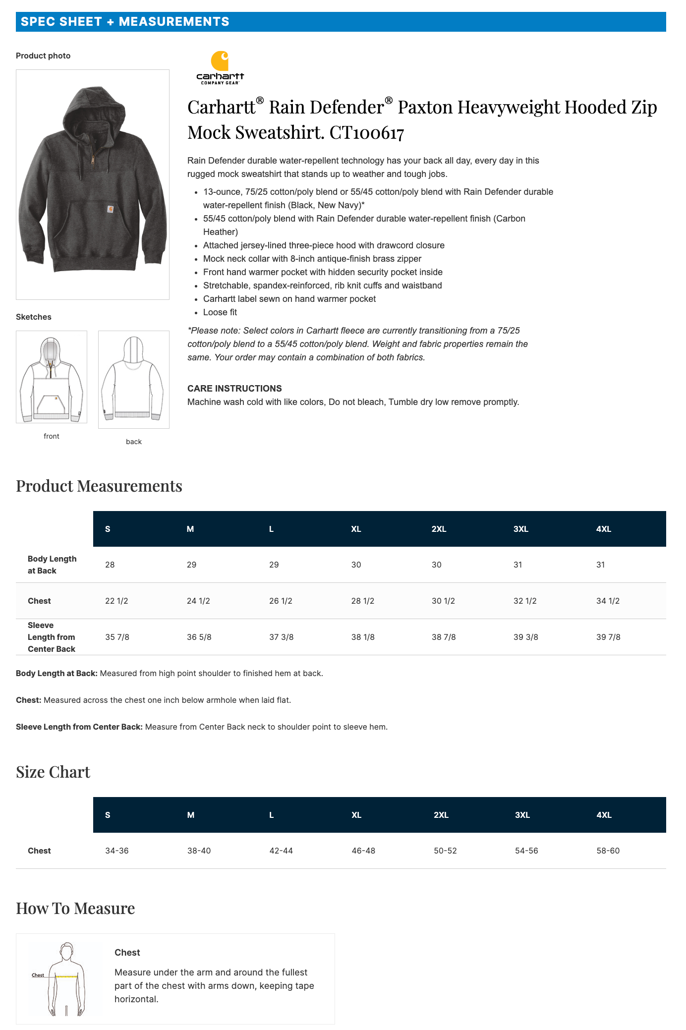 Carhartt® Rain Defender® Paxton Heavyweight Hooded Zip Mock Sweatshirt