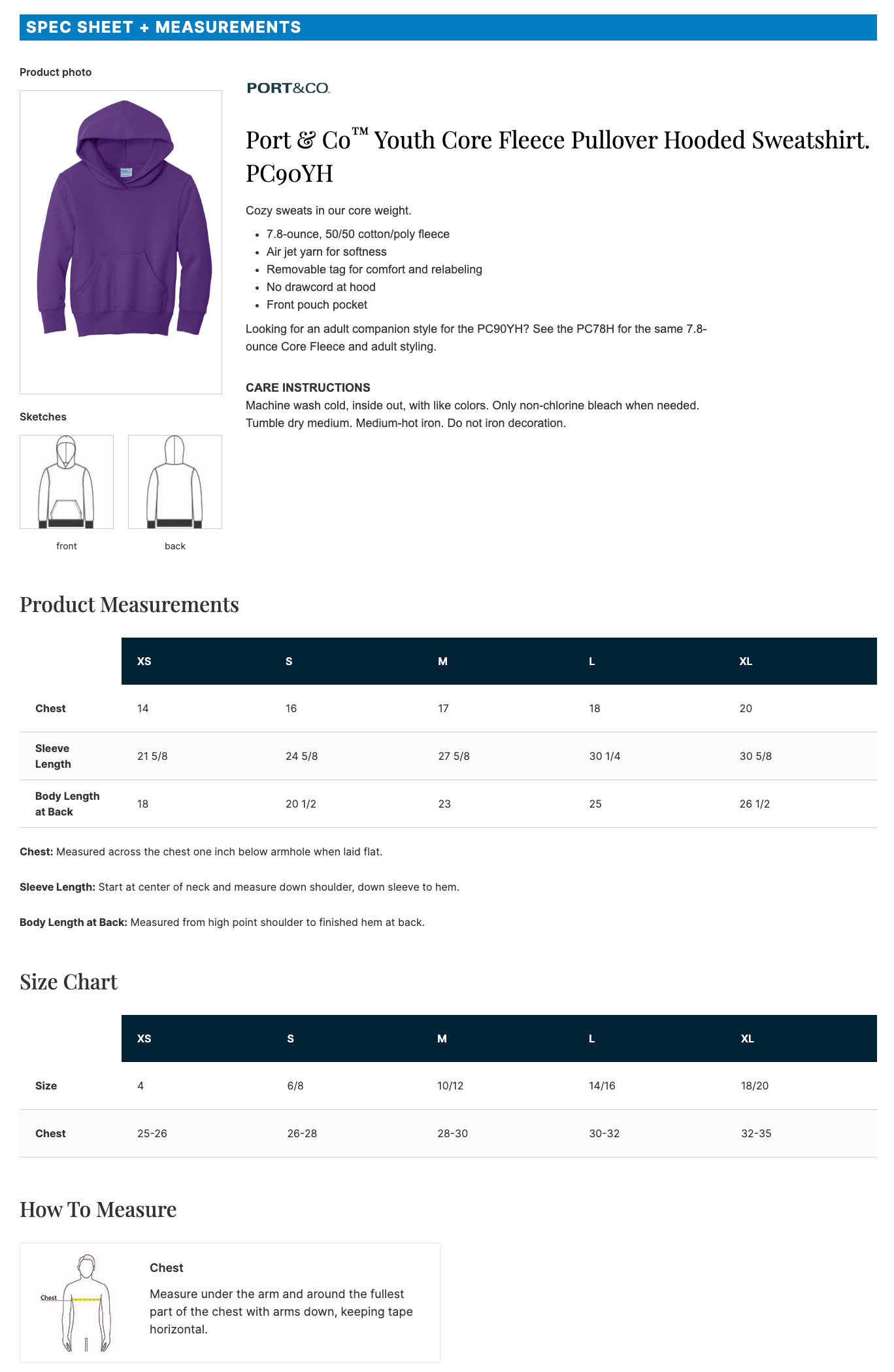 Port & Co™ Youth Core Fleece Pullover Hooded Sweatshirt