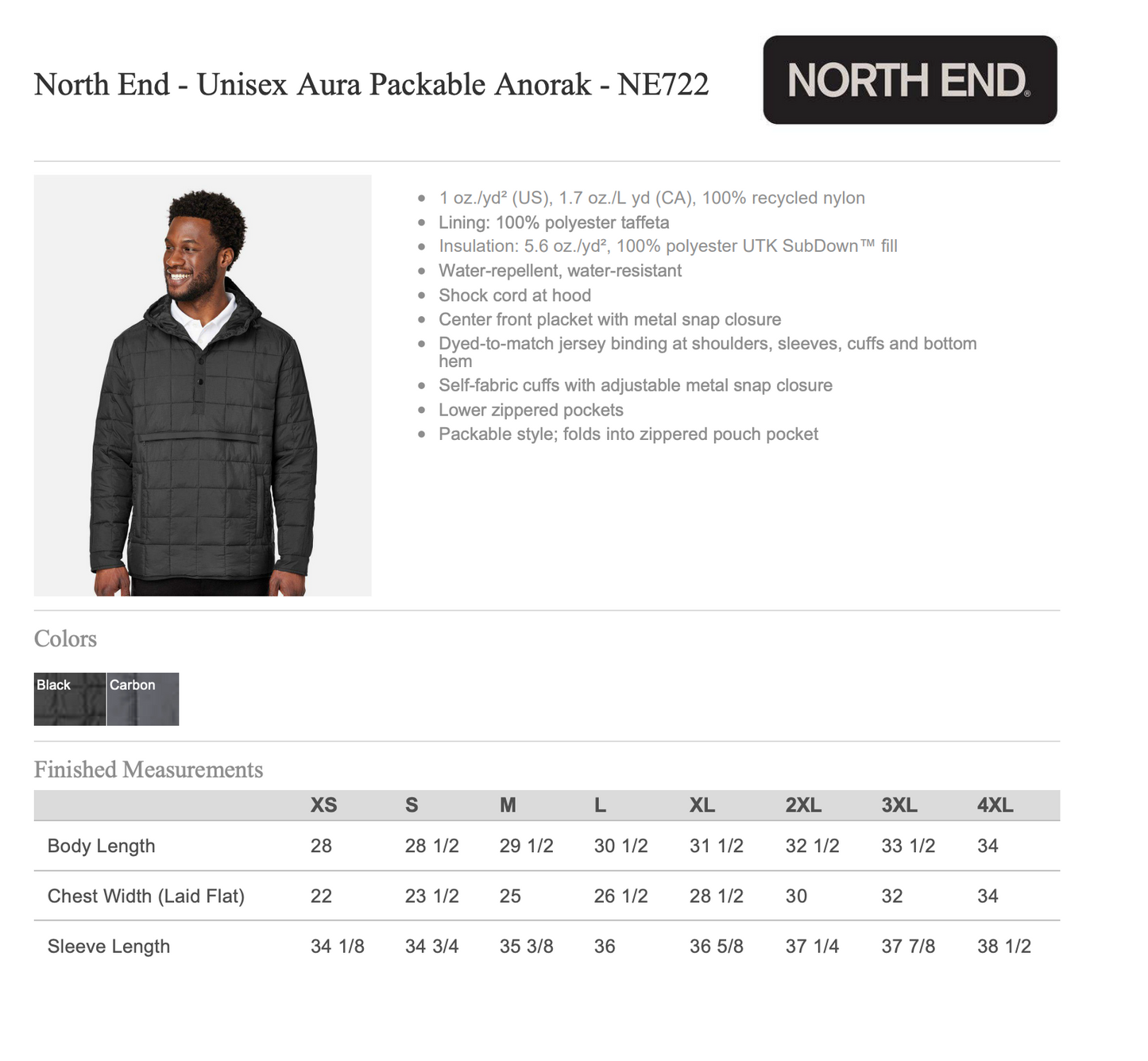 North End Unisex Aura Packable Anorak