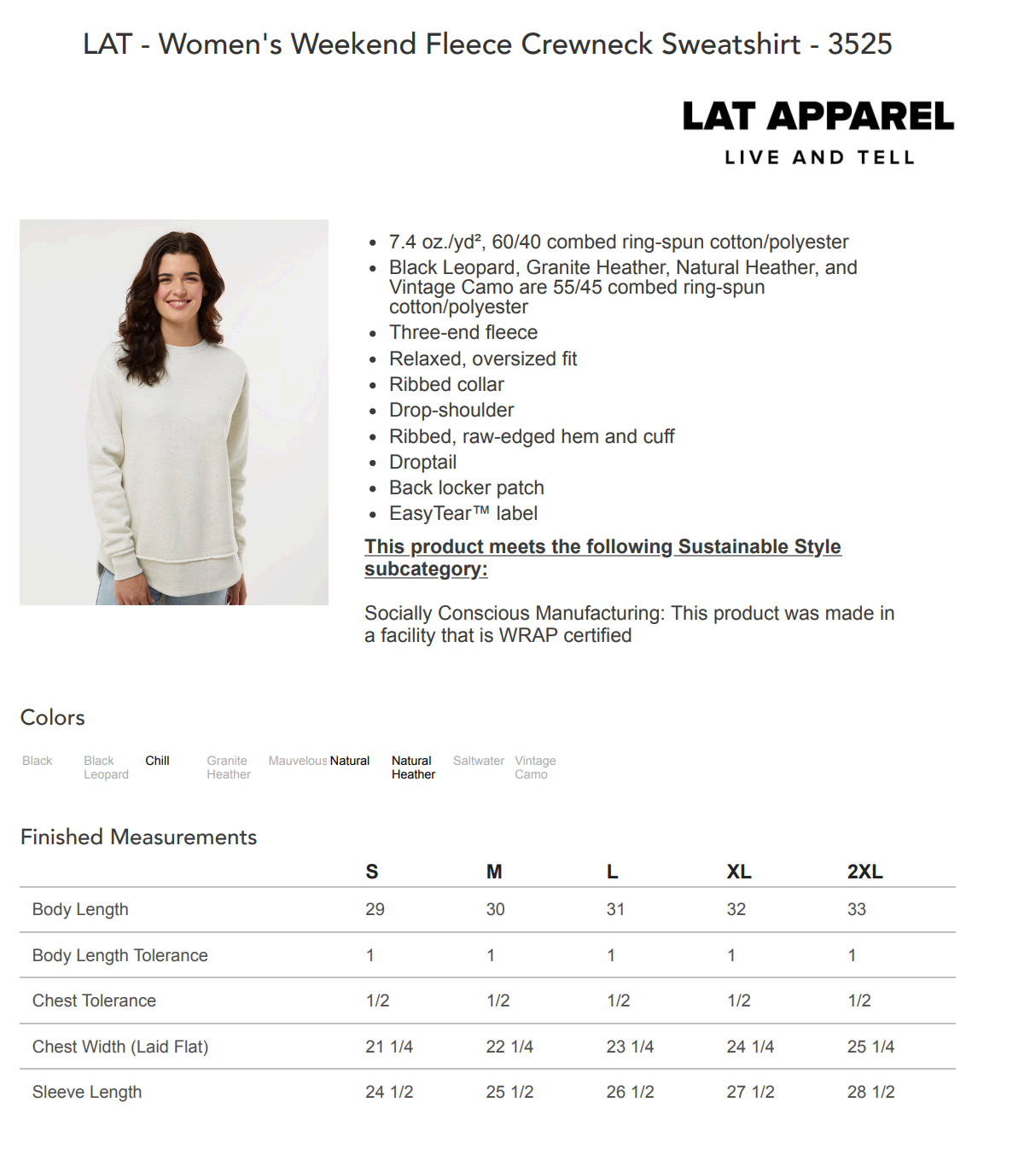 LAT Women's Weekend Fleece Crewneck Sweatshirt