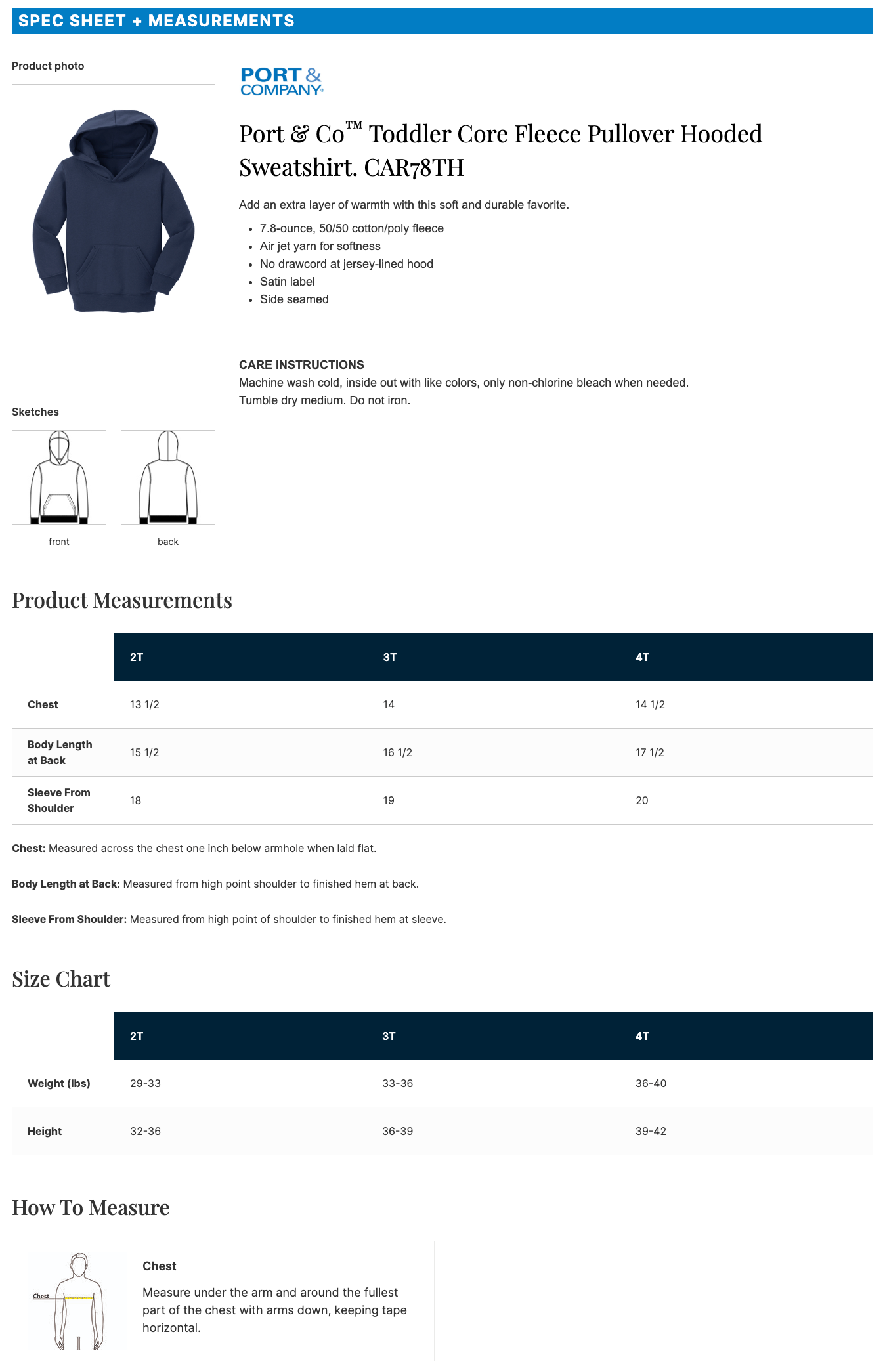 Port & Co™ Toddler Core Fleece Pullover Hooded Sweatshirt