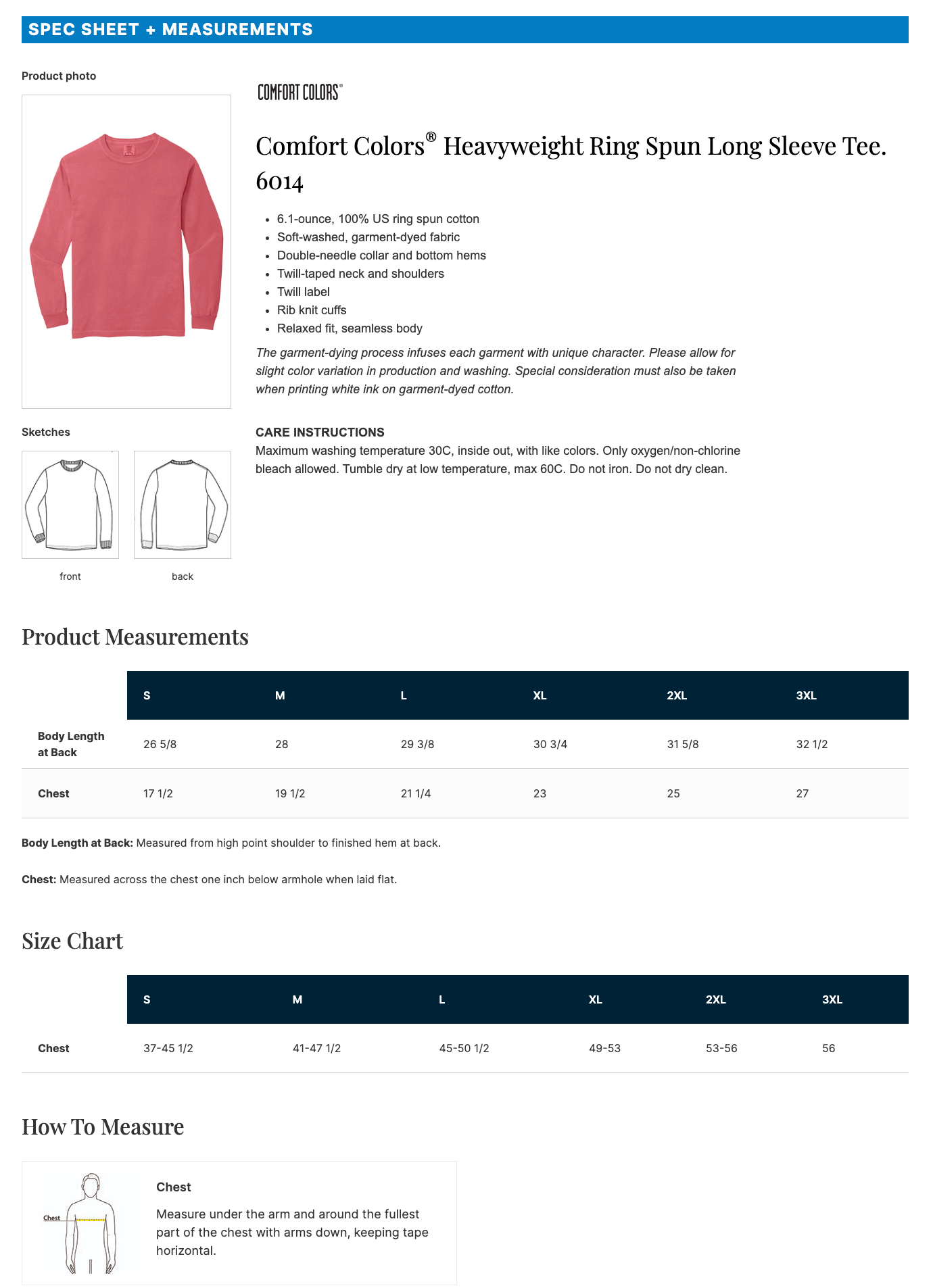 Comfort Colors® Heavyweight Ring Spun Long Sleeve Tee