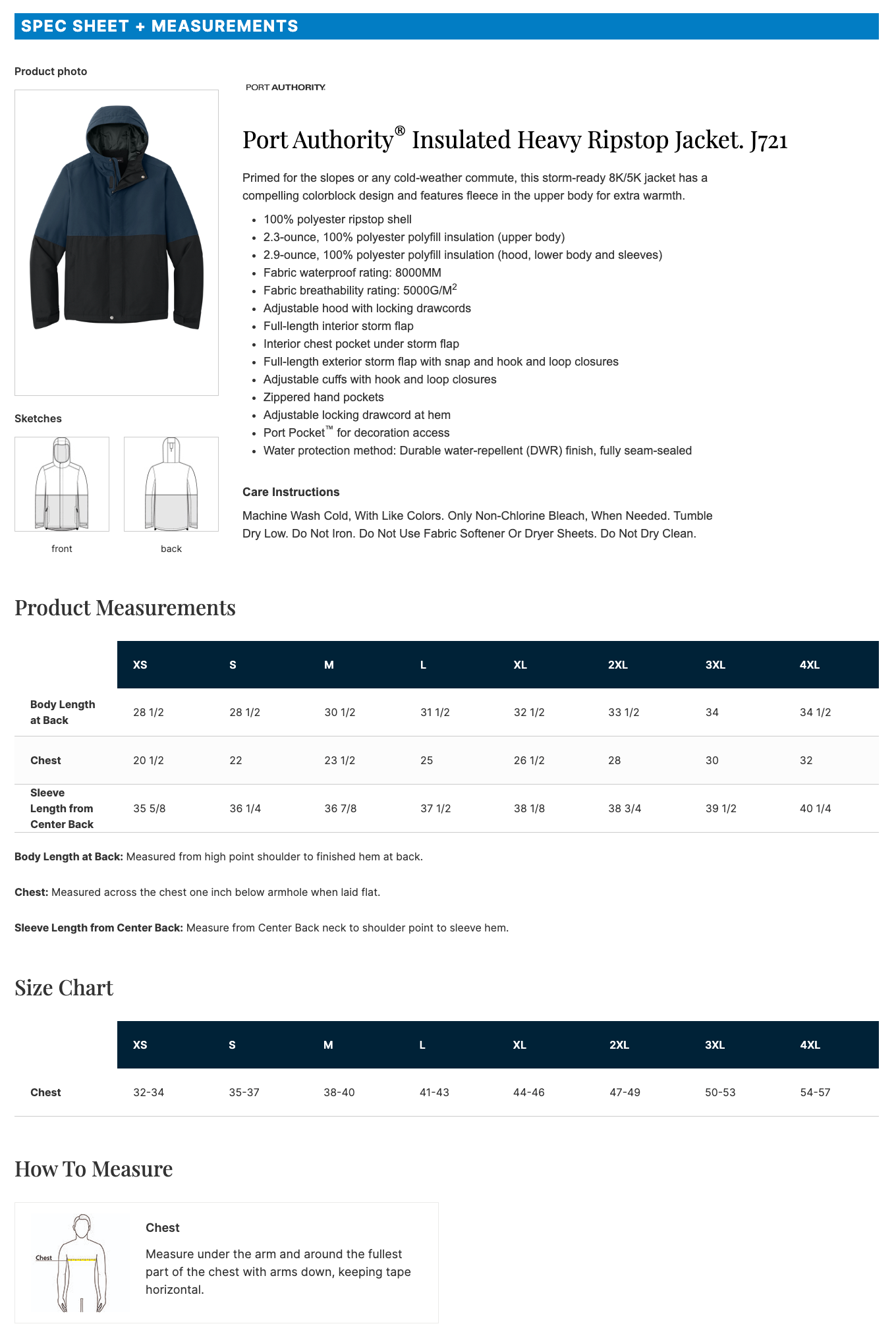 Port Authority® Insulated Heavy Ripstop Jacket